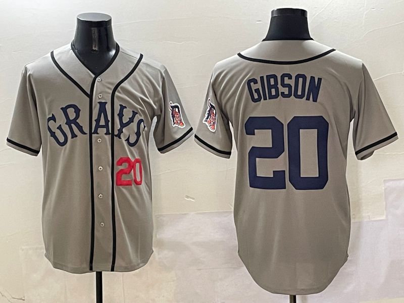 Men Detroit Tigers #20 Gibson Grey Joint Name Game Nike 2025 MLB Jersey style 7